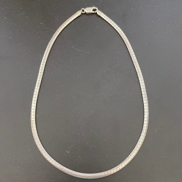 Sterling Silver Omega Link Necklace 16” Made in Italy 925 - Picture 1 of 7